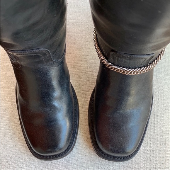Sold SENDRA Vintage Y2K Chunky Heel Sole Campus Style Black Leather Boots - Picture 4 of 11